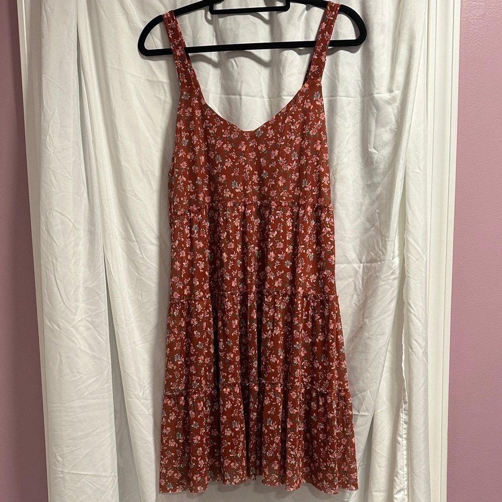 love, Fire Red Floral Mini Dress